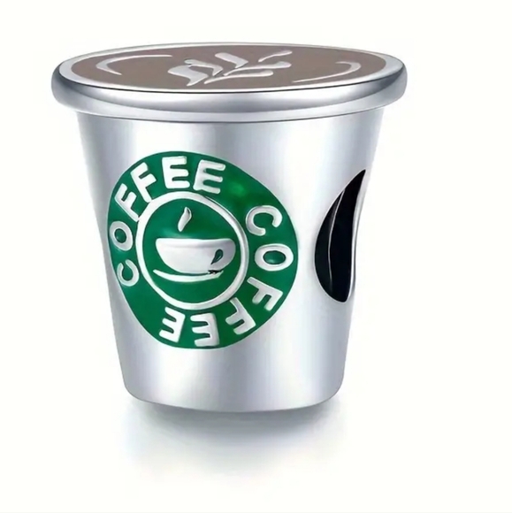 Coffee Cup  Charm for European Style Bracelets Fits Pandora Systems - Picture 2 of 7